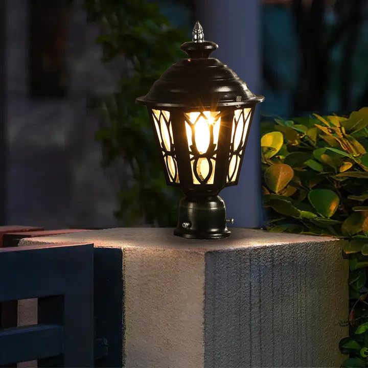 kinis Black and Clear Kamal Classic Lamp/Gate Light/Outdoor Lamp/Outdoor Light/Pillar Light at