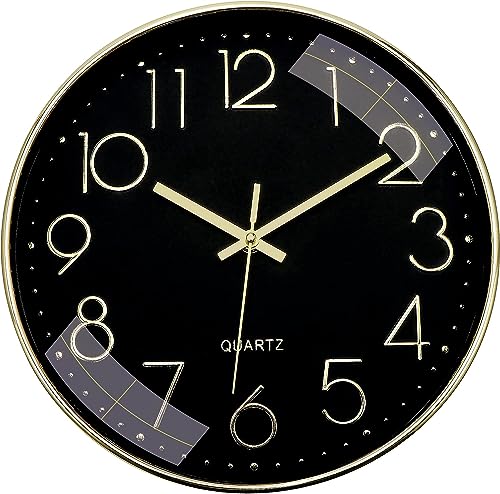 Rylan Wall Clock 12" Silent Quartz Decorative Latest Wall Clock Non-Ticking Classic Clock Battery