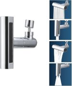 TRENDYPARK Waterfall Kitchen Faucet,4 Modes Splash-Proof Kitchen Faucet, 360° Swivel Bathroom Faucet