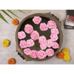 SATYAM KRAFT 12 Pcs Artificial Big Fake Foam Rose Water Floating Flowers, Pooja-Thali, Festival and