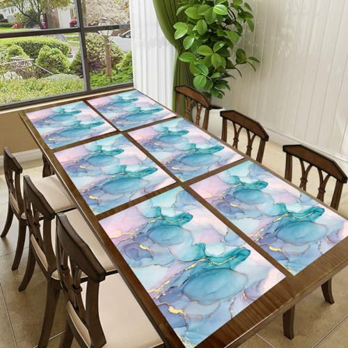 REVEXO Placemats Set of 6 Pcs, Heat Resistant, Washable PVC, Placemats for Dining Table, Non-Slip