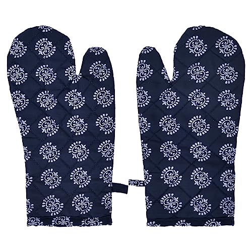Kuber Industries Oven Mitts | Polyester Microwave Oven Gloves | Printed Hanging Loop Kitchen Oven