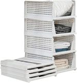 SpaceOrganizer Stackable Wardrobe Storage Box,Foldable Clothes Shelf Baskets, Folding Containers