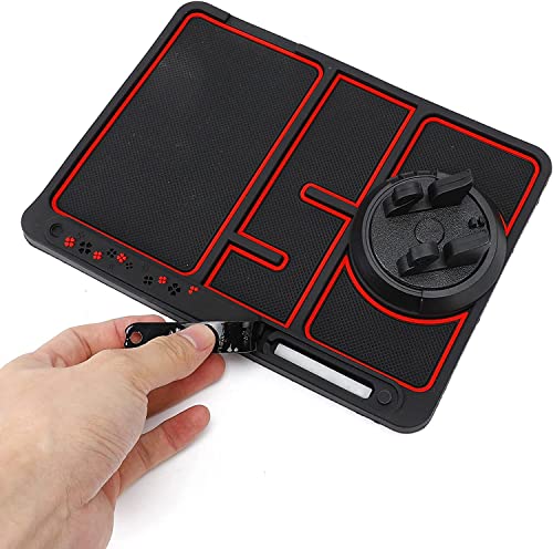 BKN Anti-Slip Car Dashboard Mat & Mobile Phone Holder Mount with Car Perfume & Number Plate for