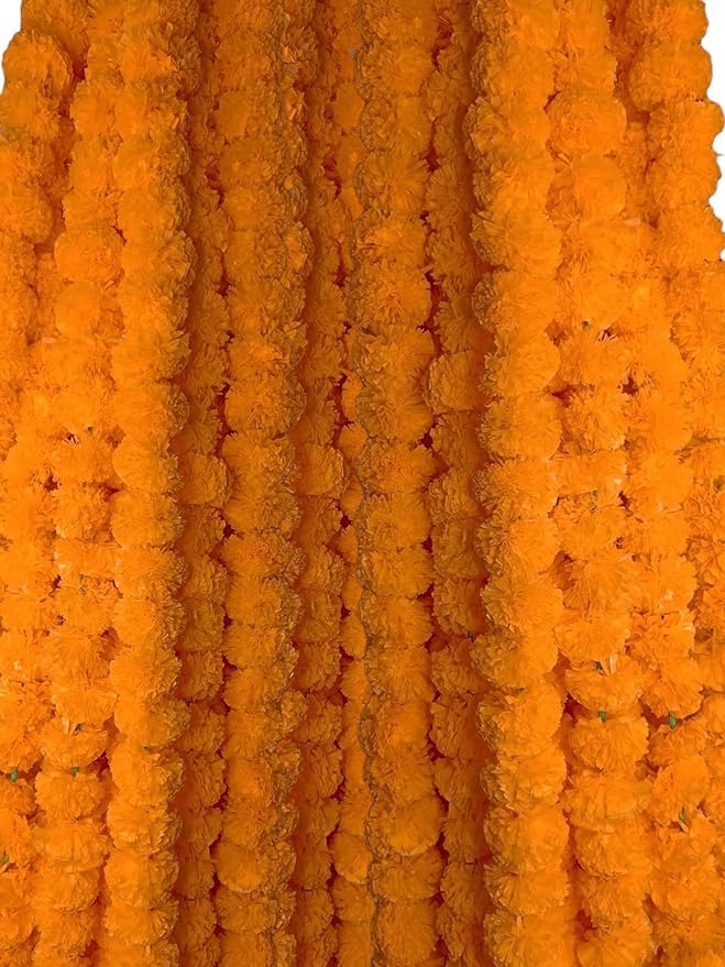 RAGHAV Artificial Marigold Fluffy Flowers Garlands Strings for Home Decorations Bedroom Pooja Room,