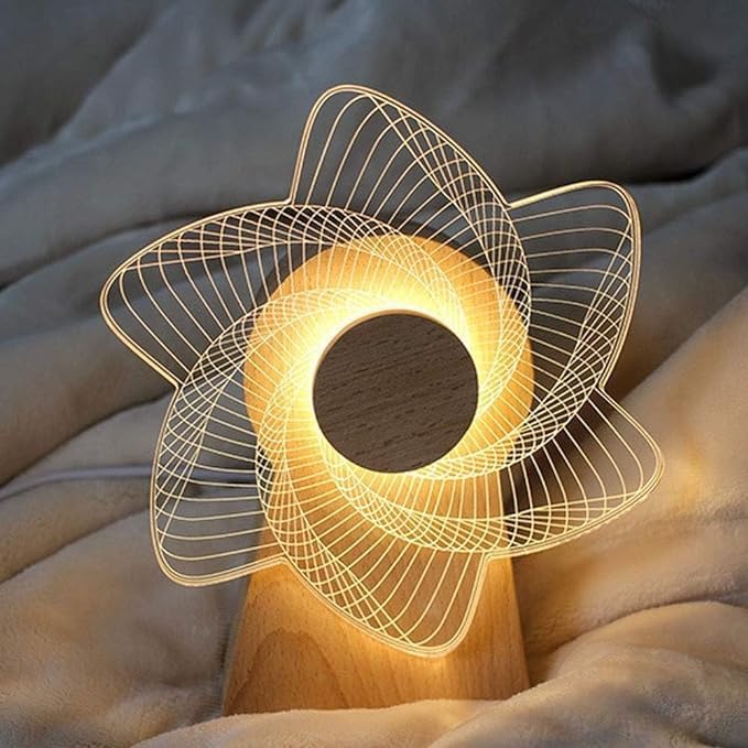 KIDIIG Creative 3D Rotating Windmill Led Night Light, Creative Gift Table Lamp Home Desktop