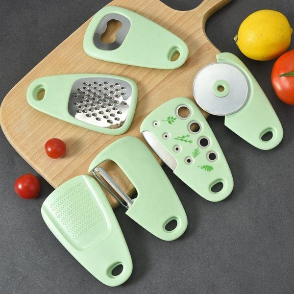 DANSR Kitchen Gadgets Set 6 Pieces, Space Saving Cooking Tools Cheese Grater, Bottle Opener,