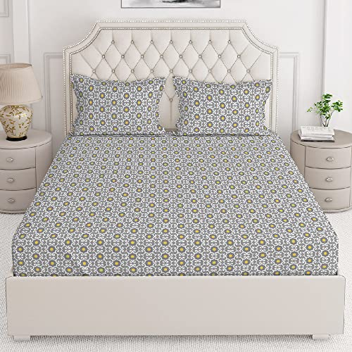 Layers Firenze 100% Cotton Double Size Bedsheet with Pillow Cover Set 140TC Light Weight, Skin