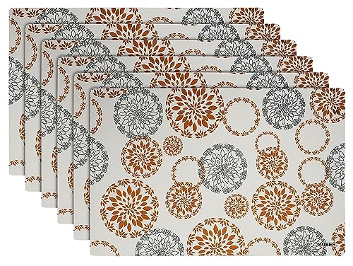 Kuber Industries Waterproof Table Mat Set of 6|Rangoli Print, Heat-Resistant & Washable|Placemat for