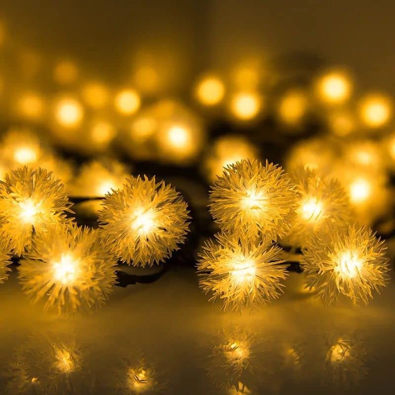 fizzytech Plastic Furry Snow Ball String Lights For Indoor Outdoor Decoration Diwali Light For Home