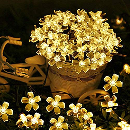 RaajaOutlets 40Led Cherry Blossom Flower Fairy String Lights (40L-Warm-White,Corded