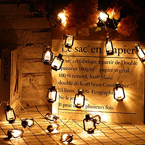 GLOWSERIE Lantern String Lights of 14 LED Lights Mini Vintage Halloween Decorative Kerosene String