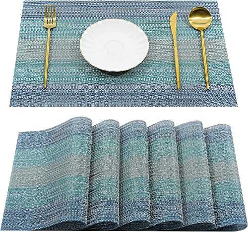 Leeonz Easy to Clean Non-slip Heat Resistant Dining Table Place Mats,PVC Tap Set Heat Resistant