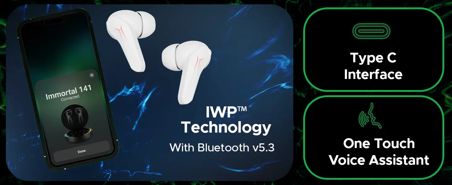 Instant wake n pair, IWP tech, bluetooth gaming headphone