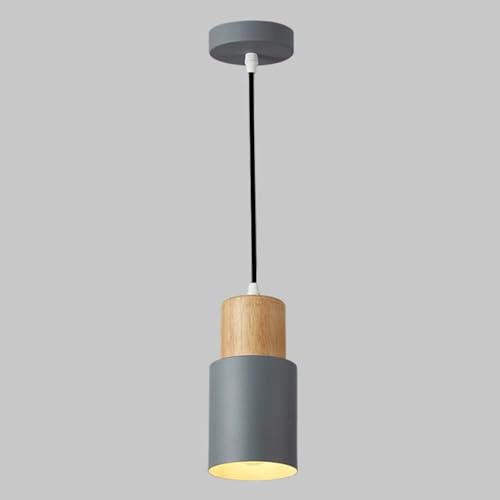 Groeien Cylindrical Color Metal Chandelier Elegance Small Wood Pendant Hanging Light for Kitchen