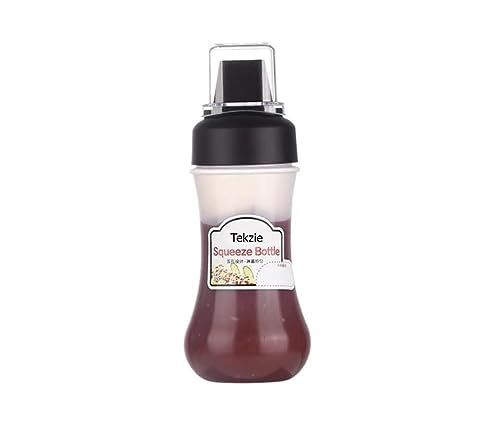 Tekzie Squeeze Bottle,Portable Sauce Bottle with Lid Five Holes,Sauce Dispenser Bottle, 350 ml