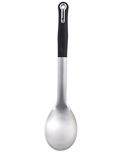 BERGNER Master Pro Stainless Steel Kitchen Spoon with Nylon Handle, Black