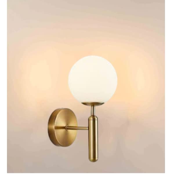 WOKE Modern Wall Lamp with Ball Glass Shade, E27 Golden Finish Wall Lights Fixture Personality Wall