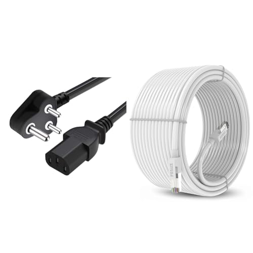 FEDUS Power Cord 1.5M Replacement Power Cable & FEDUS Cat6 Ethernet Cable, 10 Meter High Speed