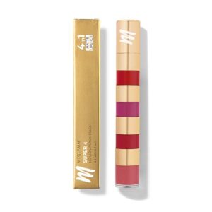MyGlamm Super 4 Liquid Lipstick Stack - True Bolds (Red + Plum + Vermillion + Pink) | Non Transfer,