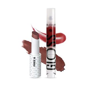 FAE Beauty Modern Matte Lipsticks + Gloss Bundle - Sizzling and Awkward | Cherry Red and Rose Brown