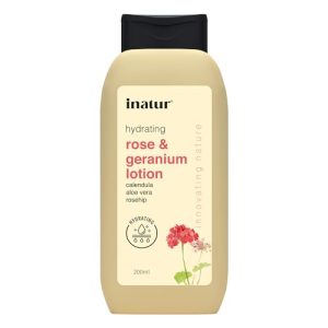 inatur Rose And Geranium Lotion- Natural Lightweight Intense Moisturizing Lotion For Face And Body |