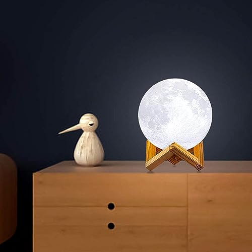 Kuber Industries 3D Moon Lamp | 7 Color Changing Moon Lamp | Chargeable Night Lamp for Kids Room |