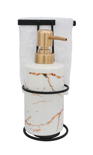Skywalk Modern Style Ceramic Liquid Soap Dispenser wih Towel Holder for Bathroom & Kitchen (250