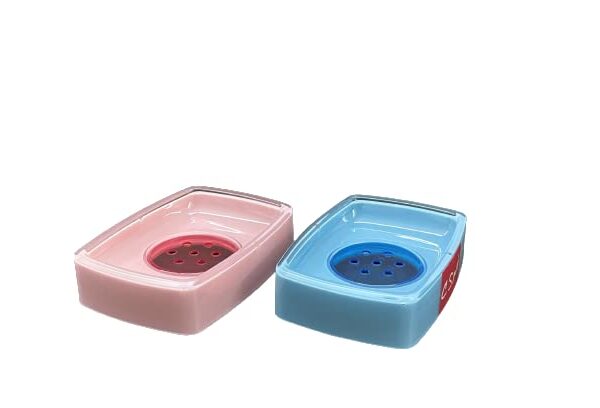 CSM Plastic Soap Cases soap Dish (Pack of 2-Pink, Blue)