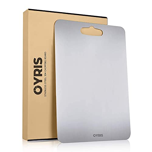 OYRIS Stainless Steel 304 Metal Multipurpose Chopping and Cutting Board for Kitchen, Vegetables &