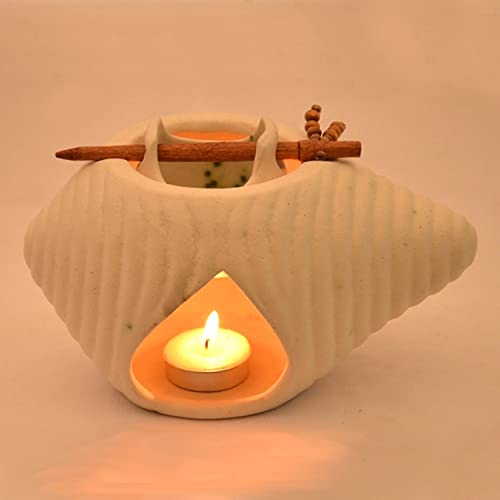 ExclusiveLane Ceramic Tea-Light Candle Holder Cum Home Decorative Oil Burner (18.5 cm x 11.9 cm x