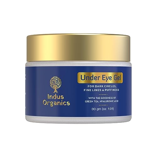 Indus Organics Under Eye Cream Gel for Dark Circles, Puffy Eyes, Wrinkles & Removal of Fine Lines
