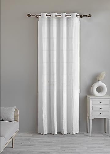 LINENWALAS White Cotton Linen Sheer Curtains for Bedroom, Living Room, Kitchen, 6 Feet Window