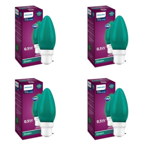 Philips LED Deco Green 0.5W Glass Candle (Pack of 4)