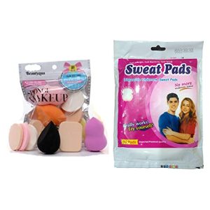 Unequetrend Underarm Sweat Pads Combo Pack With Sponge Makeup Beauty Blending Puff Set Pack Of 2