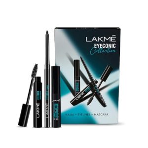 Lakme Eyeconic Collection - Eye Regime Kit (Kajal Pencil, Mascara & Eye Liner), Black, Glossy Finish