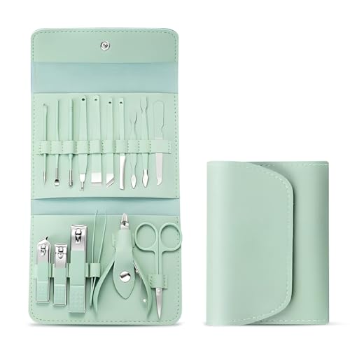 Gleva Manicure Set Nail Clipper Kit - 16 Pieces Stainless Steel Manicure Kit - Nail Care Tools for