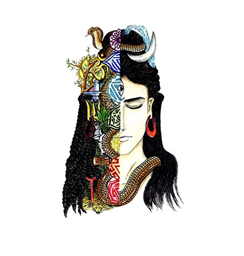 Lord Shiva Wall Sticker 59cm X 38cm| Wall Sticker for Living Room -Bedroom - Office - Home Hall