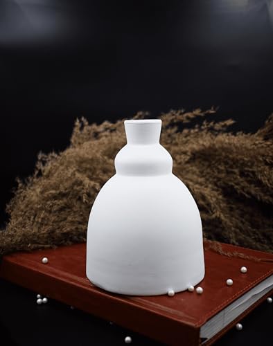 Madhu Gems Modern Chimli Shape Ceramic Vase for Living Room & Bedroom, Vase for Indoor Artificial