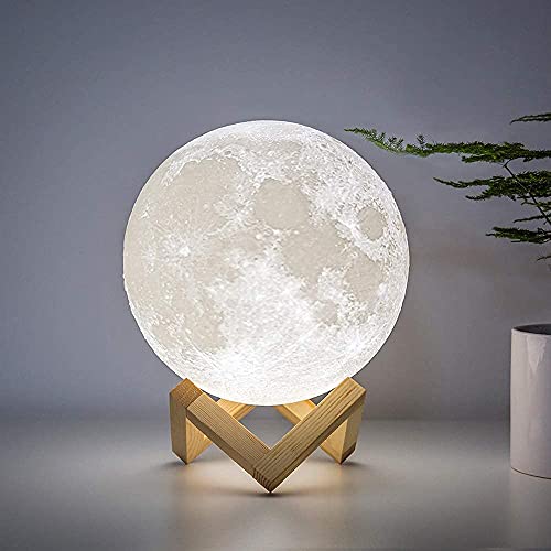 GoMore 3D USB Moon Lamp with Color Changing Touch Sensor Decoration Ball Night with Wooden Stand