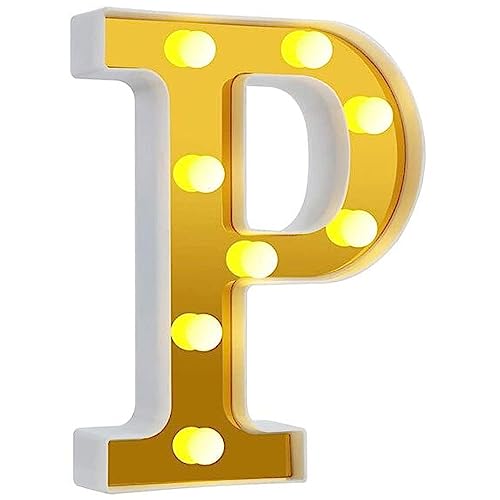 Wanna Party 9 Inch A LED Golden Marquee Letter Lights Sign Golden Alphabet Light Up Marquee Letters