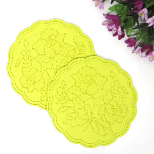 HOKIPO Set of 2 PVC Silicone Heat Resistant Coaster for Hot Utensils, Pot Holders for Kitchen