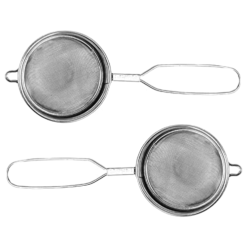 Kuber Industries Multiuses Double Mesh Stainless Steel Strainer, Sieve, Sifter, Colander- Pack of 2
