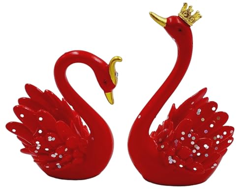 ART FLAUNTS Swan Figurine Sculpture Kissing Loving Birds Showpiece for Home Decor, Beautiful Swan