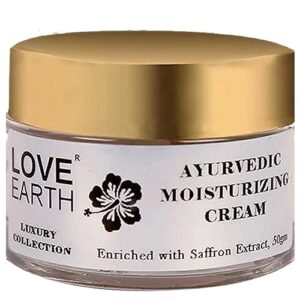 Love Earth Ayurvedic Moisturizing Cream with Saffron, Usheera, Giloy Extracts Deep Moisturizing for