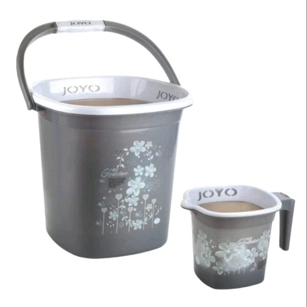 GLORIMES Joyo Better Homes Combo Jumbo Square 25 Liter Printed Plastic Bathroom Set 1 Bucket 25