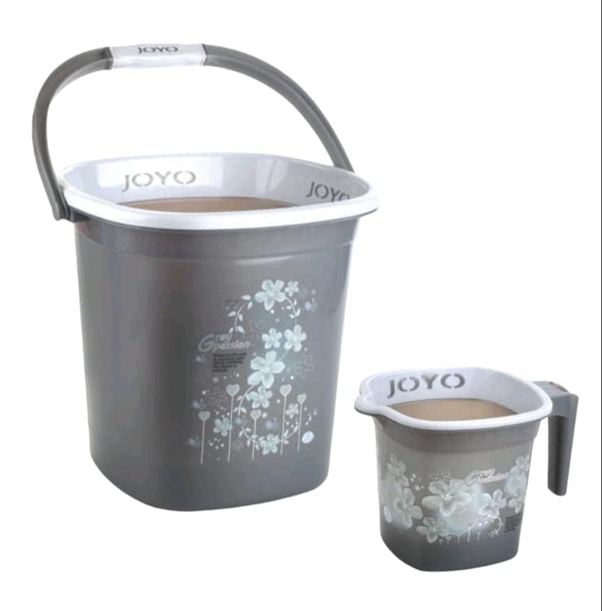 GLORIMES Joyo Better Homes Combo Jumbo Square 25 Liter Printed Plastic Bathroom Set 1 Bucket 25