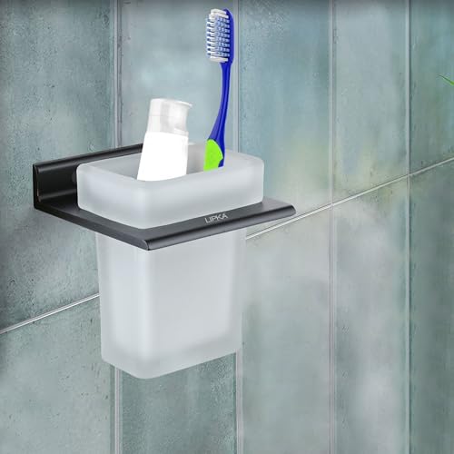 LIPKA Fire Tumbler Holder | Black Space-Grade Aluminium Wall-Mount Toothbrush Holder for Bathroom |