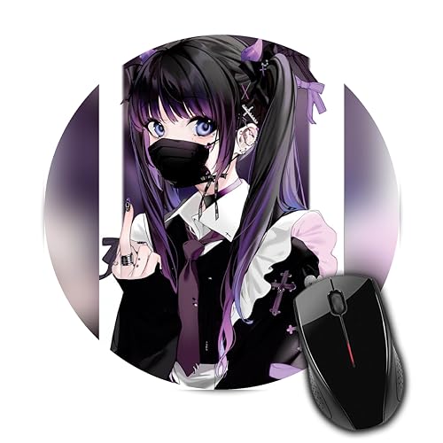 AG BRAND Anime Girl Theme Anti Slip Rubber Base Round Mouse Pad Desktops Computer PC and Laptop for