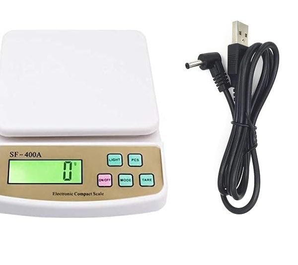 Digital Kitchen Weighing Scale + charging cable SF-400A" 0.1Gm To 10 Kg Portable Weighting Machine
